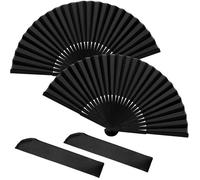 Lot de 2 éventails chinois pliables portables avec 2 sacs de rangement pour danse, fête et mariage