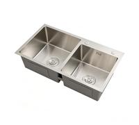 Lot de 2 éviers de cuisine, 78 x 43 x 21 cm, en acier inoxydable | Évier de cuisine avec égouttoir, filtre de vidange, double évier pour garage, buanderie, cave, bar, montage en un tour de