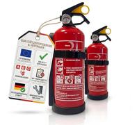Lot de 2 extincteurs à poudre ABC - Support / manomètre - Fabriqué en Europe - 1 kg