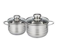 Lot de 2 faitouts 12 et 14 cm en acier inoxydable sans PFAS Elo Brillant Gris
