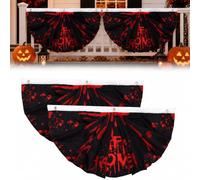 Lot de 2 fanions d'Halloween en polyester pour porche et cour 45 x 89,9 cm | Ensemble de fanions plissés pour porche et cour, demi-bannière résistante aux intempéries, décoration à suspendre à double