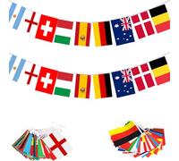 Lot de 2 fanions pour décorations de fête de la Coupe du monde 2026, 48 équipes en tissu pour la coupe du monde de football, bar, club, jardin, rue (14 x 21 cm - 14 m)