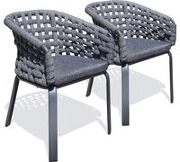 Lot de 2 fauteuil de jardin en corde tissée et aluminium