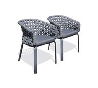Lot de 2 fauteuil de jardin en corde tissée et aluminium