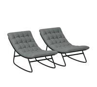 Outsunny Lot de 2 fauteuils à Bascule extérieur Coussins Épais Gris Foncé | Chaises à Bascule, Siège Tissu Textilène Respirant, Cadre en Acier, Rocking Chair Extérieur, Jardin, Terrasse, Patio