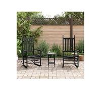 Lot de 2 fauteuils à bascule st met inklapbare tafel populierenhout noir