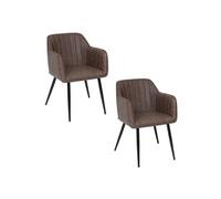 - Lot de 2 fauteuils à diner effet cuir VISOCA - Marron - Visoca