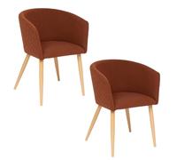 Lot de 2 fauteuils à diner en velours MARLO - Marron