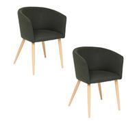 Lot de 2 fauteuils à diner en velours MARLO - Vert Cèdre