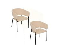 - Lot de 2 fauteuils à diner en velours SOLEA - Beige - Solea