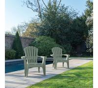 Lot de 2 Fauteuils Adirondack de jardin en résine empilables Vert