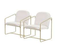 Lot de 2 Fauteuils Beiges ML-Design, Fauteuil Relax avec Revêtement Doux et Structure en Acier Doré, Siège Lounge Rembourré Moderne
