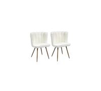 Lot de 2 Fauteuils Blanc Tissu Bouclettes - FJARD -