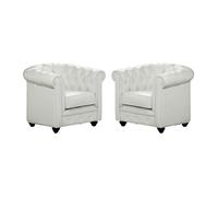 Lot de 2 Fauteuils CHESTERFIELD - Simili Blanc