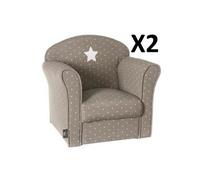 Lot de 2 Fauteuils classique pour enfant Taupe, L 50 x P 39 x H 44 cm -PEGANE- G