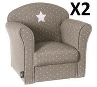 Lot de 2 Fauteuils classique pour enfant Taupe, L 50 x P 39 x H 44 cm -PEGANE- G