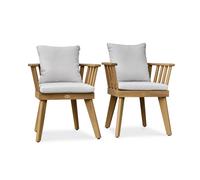 Lot de 2 fauteuils de jardin avec coussins - Marron - LISO