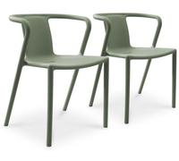 Lot de 2 fauteuils de jardin City Garden DIEGO-FT, polypropylène résistant, empilables avec accoudoirs, vert olive