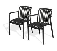 Lot de 2 fauteuils de jardin empilables en polypropylène - noir