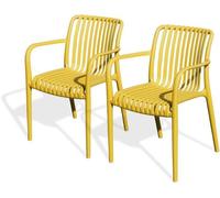 Lot de 2 fauteuils de jardin CITY GARDEN Tiago FT, empilables en polypropylène avec accoudoirs, L 56 x l 55 x H 81,5 cm, moutarde