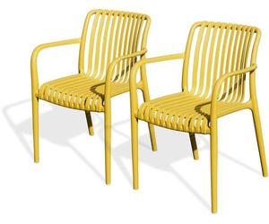 Lot de 2 fauteuils de jardin CITY GARDEN Tiago FT, empilables en polypropylène avec accoudoirs, L 56 x l 55 x H 81,5 cm, moutarde