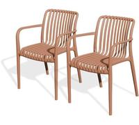 Lot de 2 fauteuils de jardin CITY GARDEN Tiago FT, Polypropylène, Empilables, Terracotta, L 56 x l 55 x H 81,5 cm