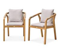 DCB Garden Fauteuils de jardin Serena 75 cm Lot de 2 Naturel