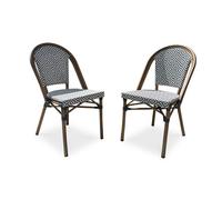 Lot de 2 fauteuils de jardin empilables en aluminium - bleu marine