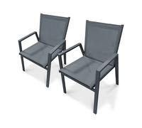 Lot de 2 fauteuils de jardin empilables en aluminium - Gris anthracite - FLORIDE