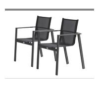 Lot de 2 fauteuils de jardin empilables en aluminium - gris anthracite