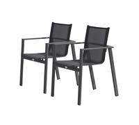 Lot de 2 fauteuils de jardin empilables en aluminium - gris anthracite
