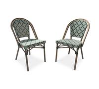 DCB Garden – Lot de 2 chaises de jardin empilables Bistro 87 cm vert