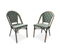 DCB Garden – Lot de 2 chaises de jardin empilables Bistro 87 cm vert