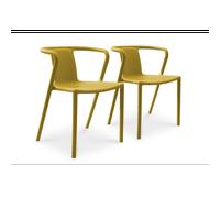 Lot de 2 fauteuils de jardin - DCB GARDEN - DIEGO - Polypropylène jaune moutarde - Empilable