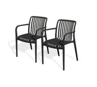 Lot de 2 fauteuils de jardin empilables en polypropylène - noir