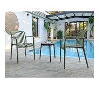Lot de 2 fauteuils de jardin - CITY GARDEN - Tiago-FT - Empilable - Olive