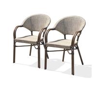 Paris prix Lot de 2 fauteuils de jardin empilables - Marron et beige