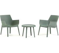 Lot de 2 fauteuils de jardin en plastique renforcé de fibre de verre avec table assortie – design moderne, ergonomique et résistant aux intempéries, idéal pour le jardin, la terrasse et l'espace pisci