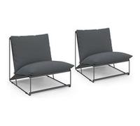 IDMARKET Lot de 2 fauteuils de jardin NAPOLI gris coussins gris anthracite