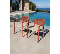 Lot de 2 fauteuils de jardin - - terracotta
