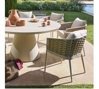 Lot de 2 fauteuils de jardin ""Yconia"" argile & beige aluminium et polyester - Hespéride