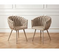 Lot de 2 fauteuils de table CHARLOTTE Tissu texturé beige BOBOCHIC Beige