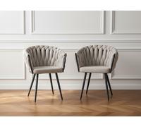 Lot de 2 fauteuils de table CHARLOTTE Tissu texturé beige BOBOCHIC Beige