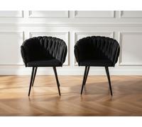 Lot de 2 fauteuils de table CHARLOTTE Tissu velours noir BOBOCHIC Noir