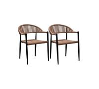 Lot de 2 Fauteuils de Table de Jardin en Aluminium Noir et Imitation Rotin - KORSI -