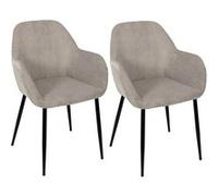 Lot de 2 fauteuils de table en velours côtelé coloris taupe - AMORY - ALTOBUY Gris G