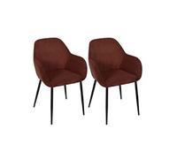 Lot de 2 fauteuils de table en velours côtelé coloris terracotta - AMORY -