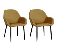 Lot de 2 Fauteuils de table Giulia effet velours - Jaune moutarde