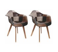 Lot de 2 Fauteuils Déco "Patchwork" 84cm Marron
