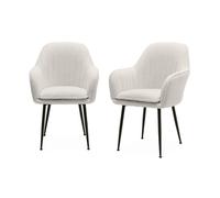 Lot de 2 fauteuils en bouclette et pieds en métal noir mat. Shella L 58 x P 58 x H 85